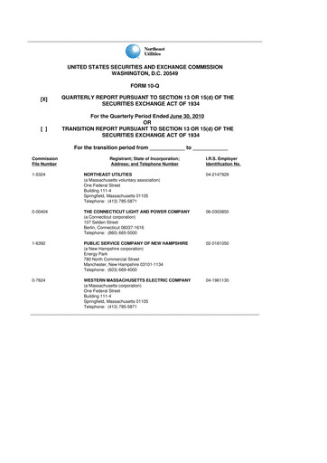 Vorschaubild Eversource Energy 10-Q Quartalsbericht 2010 