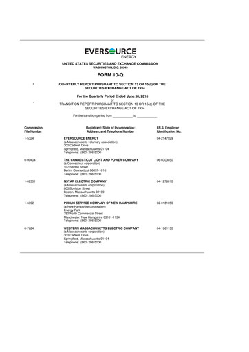 Vorschaubild Eversource Energy 10-Q Quartalsbericht 2016 