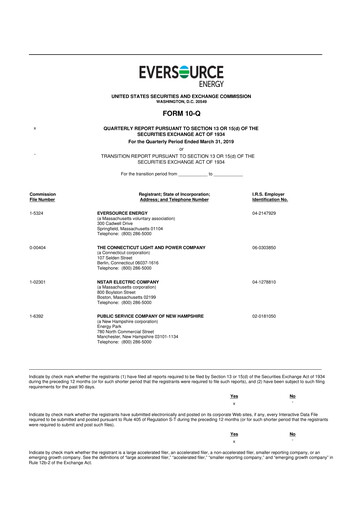 Vorschaubild Eversource Energy 10-Q Quartalsbericht 2019 