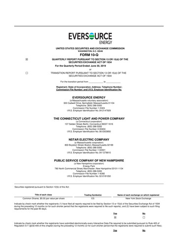 Vorschaubild Eversource Energy 10-Q Quartalsbericht 2019 