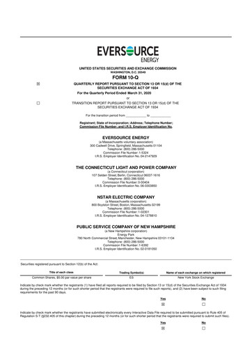 Vorschaubild Eversource Energy 10-Q Quartalsbericht 2020 