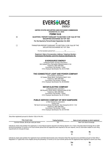 Vorschaubild Eversource Energy 10-Q Quartalsbericht 2020 