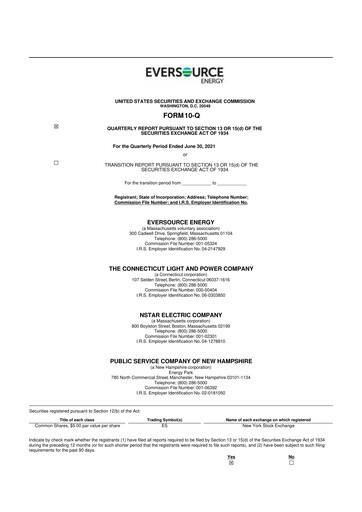 Vorschaubild Eversource Energy 10-Q Quartalsbericht 2021 