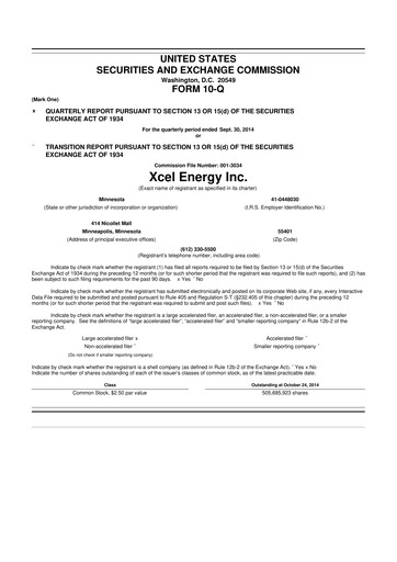 Thumbnail Xcel Energy 10-Q Quarterly Report FY2014 