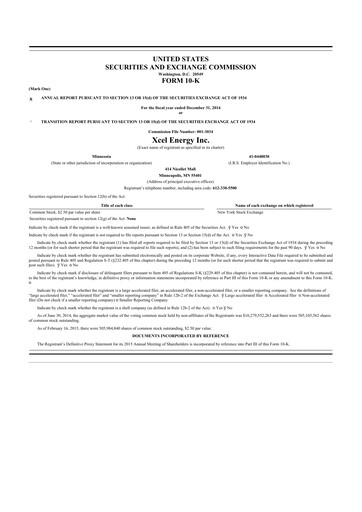 Thumbnail Xcel Energy 10-K Annual Report 2014