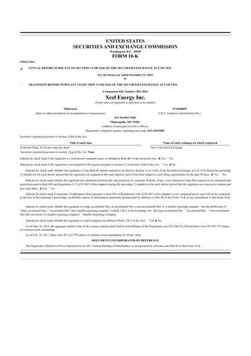 Thumbnail Xcel Energy 10-K Annual Report 2016