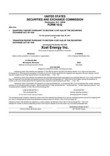 Thumbnail Xcel Energy 10-Q Quarterly Report FY2017 