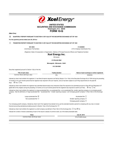 Thumbnail Xcel Energy 10-Q Quarterly Report FY2019 