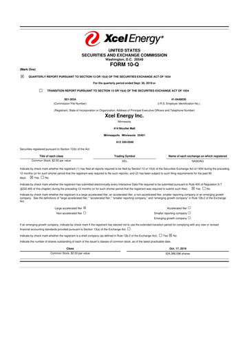 Thumbnail Xcel Energy 10-Q Quarterly Report FY2019 