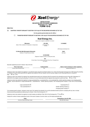 Thumbnail Xcel Energy 10-Q Quarterly Report FY2020 