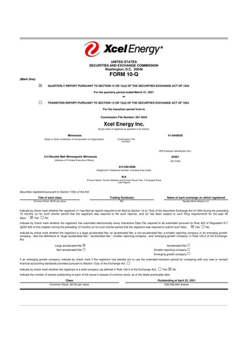 Thumbnail Xcel Energy 10-Q Quarterly Report FY2021 