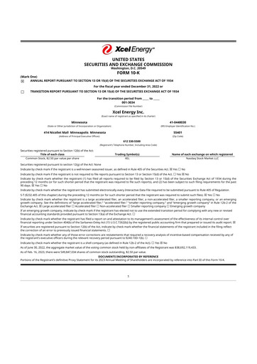 Thumbnail Xcel Energy 10-K Annual Report 2022