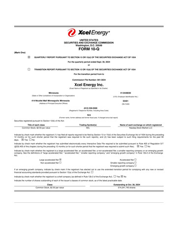 Thumbnail Xcel Energy 10-Q Quarterly Report FY2024 