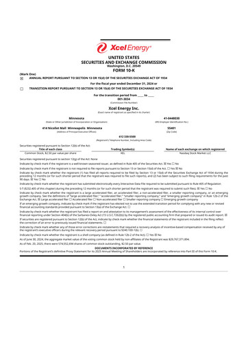 Thumbnail Xcel Energy 10-K Annual Report 2024