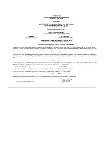 Thumbnail Wells Fargo 10-Q Quarterly Report FY2014 