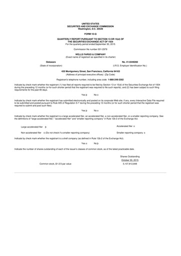 Thumbnail Wells Fargo 10-Q Quarterly Report FY2015 