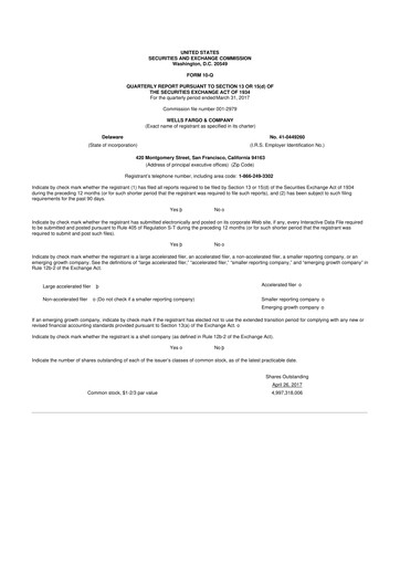 Thumbnail Wells Fargo 10-Q Quarterly Report FY2016 