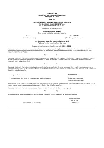 Thumbnail Wells Fargo 10-Q Quarterly Report FY2017 