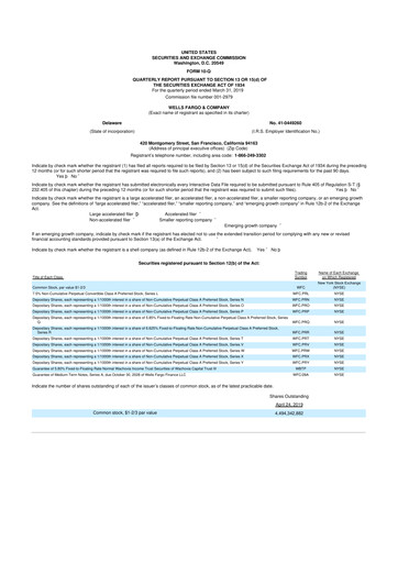 Thumbnail Wells Fargo 10-Q Quarterly Report FY2019 
