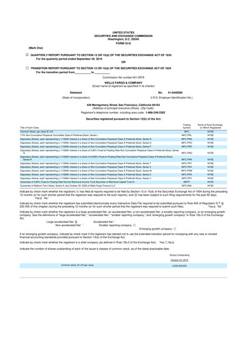 Thumbnail Wells Fargo 10-Q Quarterly Report FY2019 