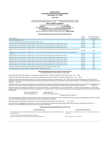 Thumbnail Wells Fargo 10-K Annual Report 2019