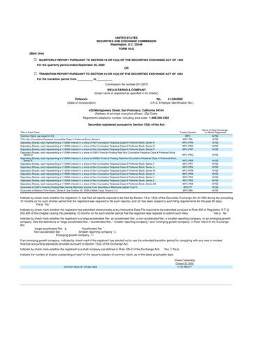 Thumbnail Wells Fargo 10-Q Quarterly Report FY2020 