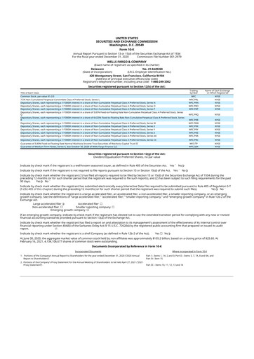 Thumbnail Wells Fargo 10-K Annual Report 2020