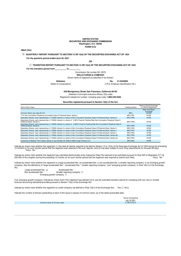 Thumbnail Wells Fargo 10-Q Quarterly Report FY2021 