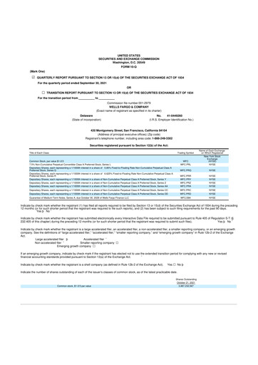 Thumbnail Wells Fargo 10-Q Quarterly Report FY2021 
