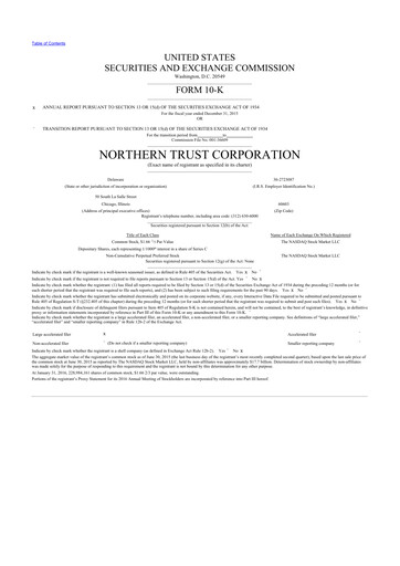 Thumbnail Northern Trust
 10-K Annual Report 2015