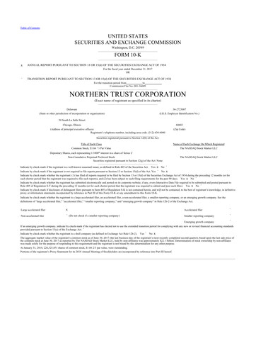 Thumbnail Northern Trust
 10-K Annual Report 2017