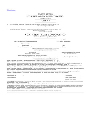 Thumbnail Northern Trust
 10-K Annual Report 2018