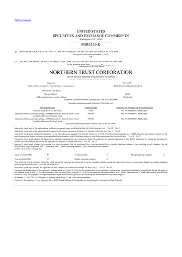 Thumbnail Northern Trust
 10-K Annual Report 2019