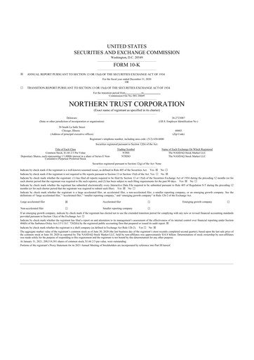 Thumbnail Northern Trust
 10-K Annual Report 2020