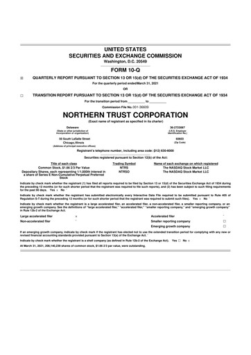 Thumbnail Northern Trust
 10-Q Quarterly Report FY2021 