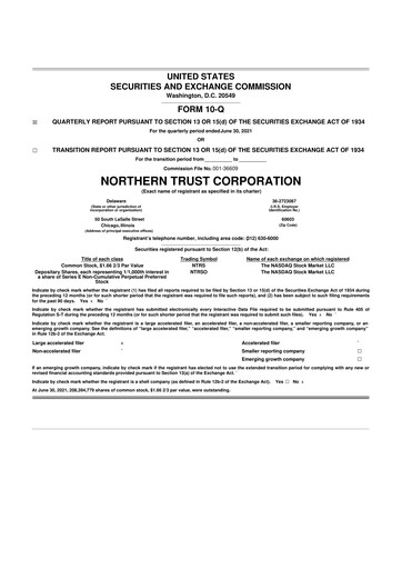 Thumbnail Northern Trust
 10-Q Quarterly Report FY2021 