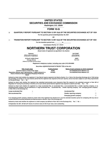 Thumbnail Northern Trust
 10-Q Quarterly Report FY2021 