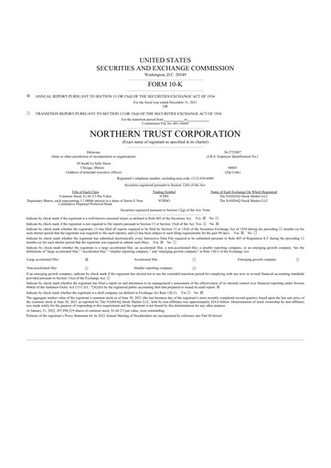 Thumbnail Northern Trust
 10-K Annual Report 2021