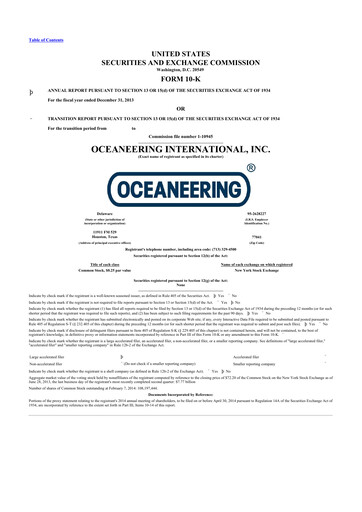 Thumbnail Oceaneering International
 10-K Annual Report 2013