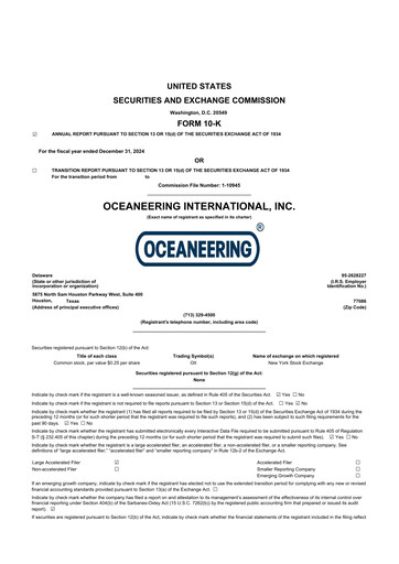 Thumbnail Oceaneering International
 10-K Annual Report 