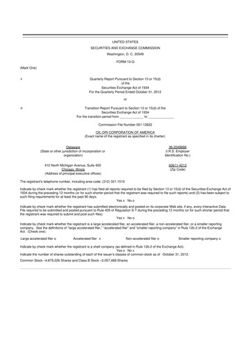 Thumbnail Oil-Dri Corporation Of America
 10-Q Quarterly Report FY2013 