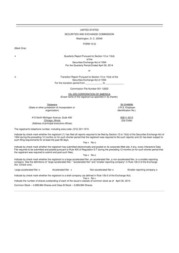 Thumbnail Oil-Dri Corporation Of America
 10-Q Quarterly Report FY2014 