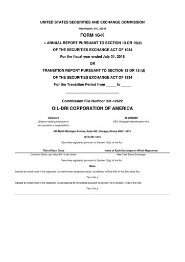 Miniature Oil-Dri Corporation Of America
 10-K Rapport annuel 2016