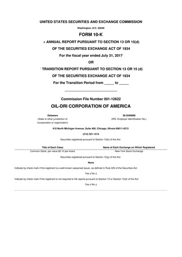 Miniature Oil-Dri Corporation Of America
 10-K Rapport annuel 2017