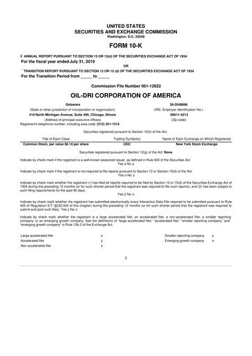 Miniature Oil-Dri Corporation Of America
 10-K Rapport annuel 2019