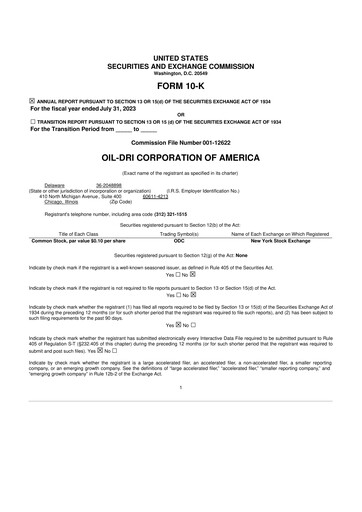 Miniature Oil-Dri Corporation Of America
 10-K Rapport annuel 2023