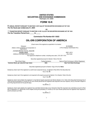 Miniature Oil-Dri Corporation Of America
 10-K Rapport annuel 2024