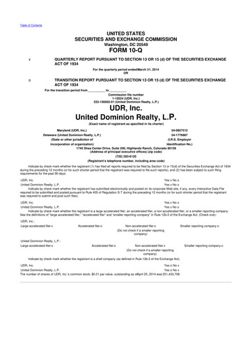 Thumbnail UDR Apartments 10-Q Quarterly Report FY 