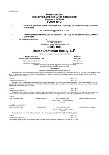 Thumbnail UDR Apartments 10-Q Quarterly Report FY 