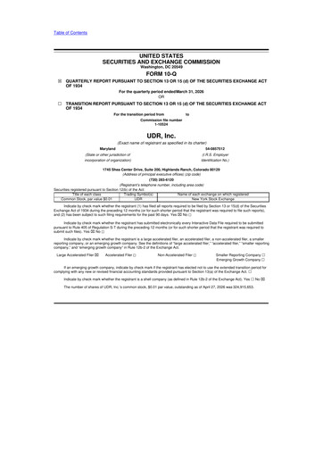 Thumbnail UDR Apartments 10-Q Quarterly Report FY 